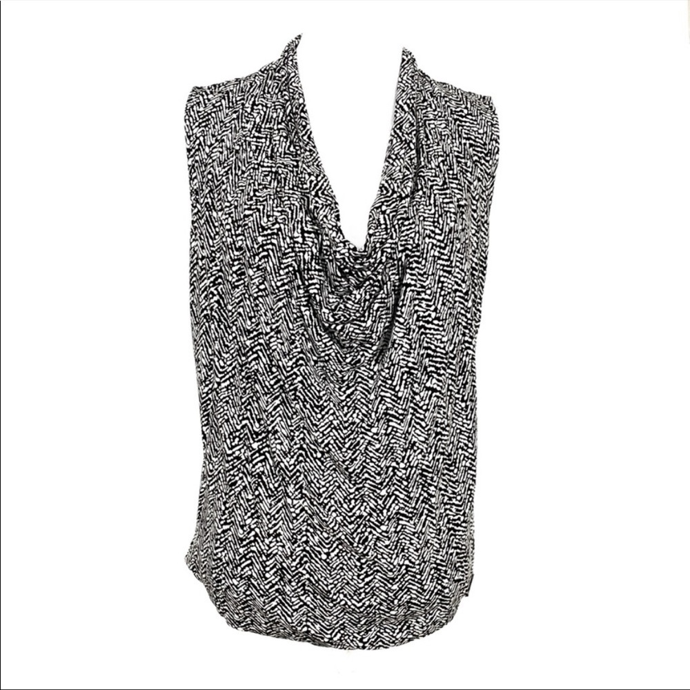 MICHAEL Michael Kors Black White Cowl Sleeveless Top M —#001